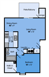 THE MAPLE Floor Plan THE MAPLE Floor Plan at Woodbridge Apartments, Louisville, KY, 40242