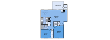 THE OAK Floor Plan at Woodbridge Apartments, Louisville, Kentucky, 900 Sq. Ft.