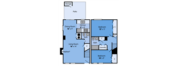 THE SYCAMORE Floor Plan at Woodbridge Apartments, Kentucky, 40242, 1020 Sq. Ft.