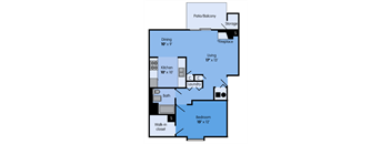 THE WILLOW Floor Plan at Woodbridge Apartments, Louisville, 40242, 850 Sq. Ft.