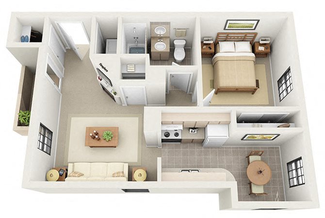 One Bedroom One Bathroom Floor Plan One Bedroom One Bathroom Floor Plan