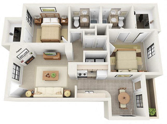 Two Bedroom Two Bathroom Floor Plan Two Bedroom Two Bathroom Floor Plan