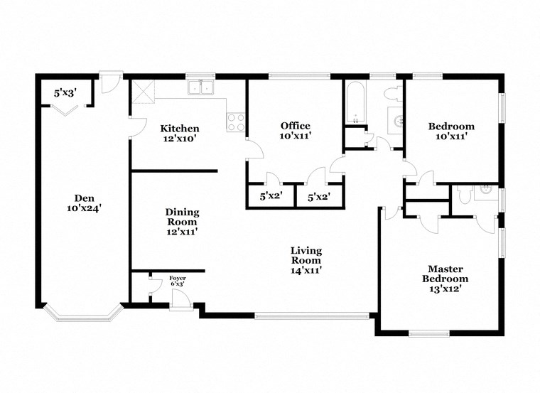 floor plan of the upper level of the house with bedrooms and bathrooms