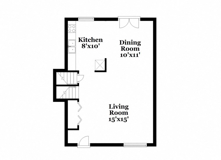 a floor plan of a house with a living room and a dining room