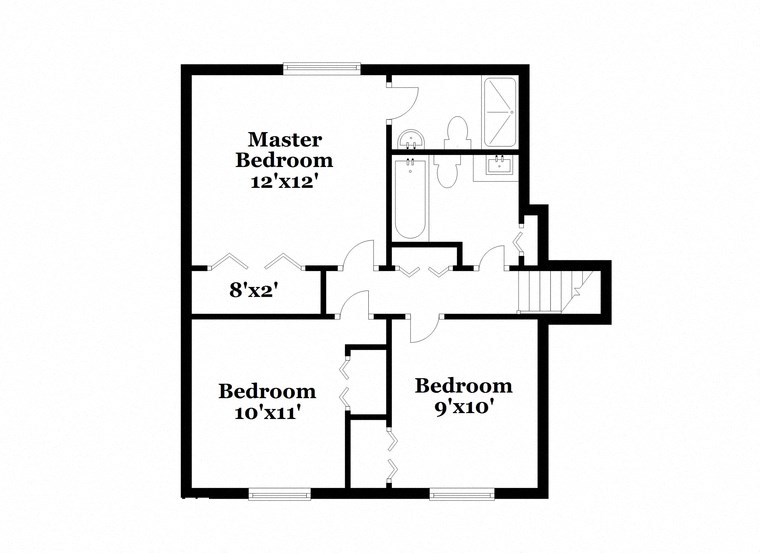 a floor plan of a house with a bedroom and a bathroom