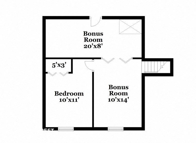 a floor plan of a house with a bedroom and a bonus room