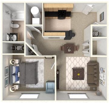 a cross section of a house with a room and a bathroom