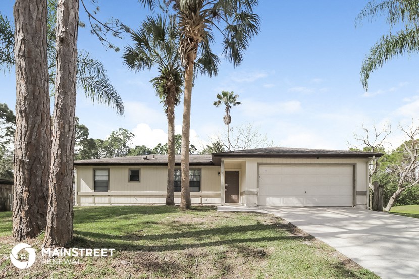 a house with palm trees in front of it