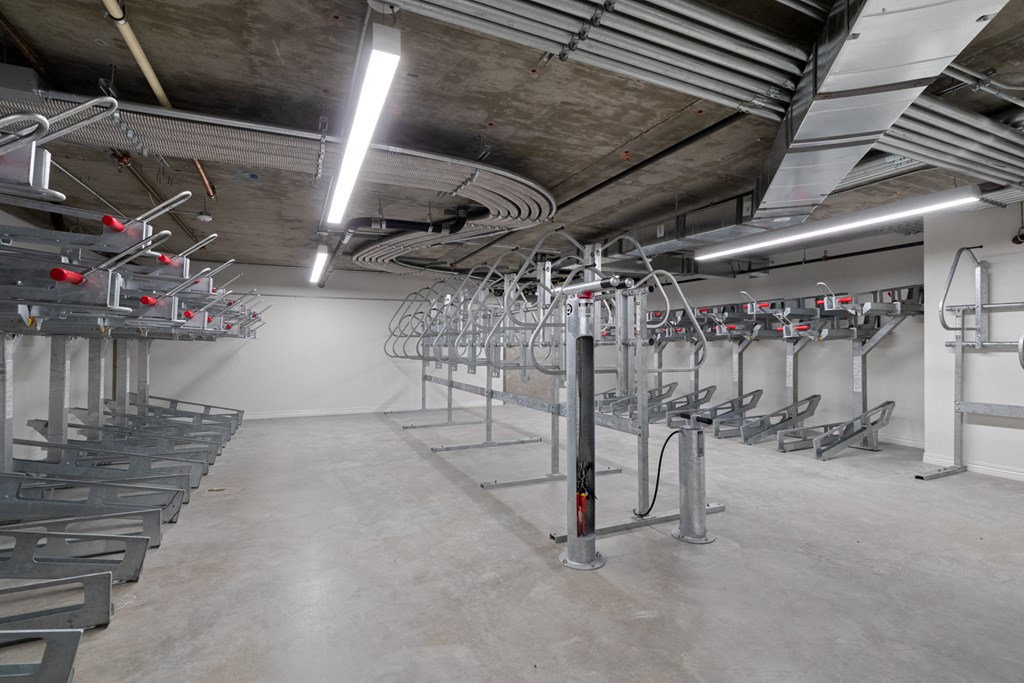 a group of yoga machines in a room