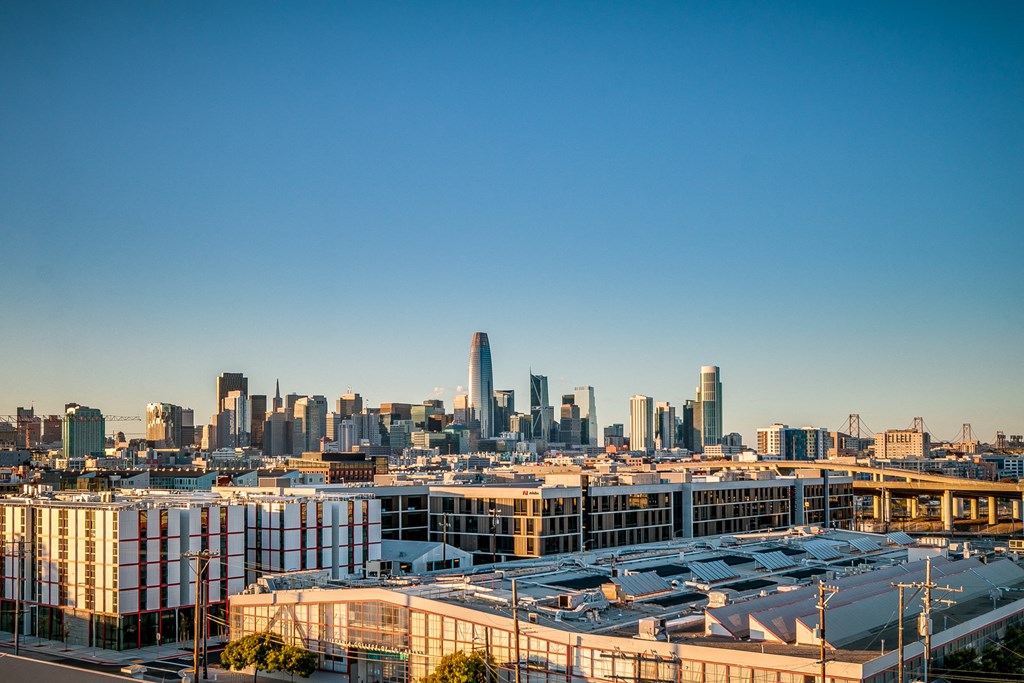 a view of the city from the roof of a building