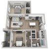 FERN Floor Plan Fern 2-bed, 1-bath floor plan layout at our Morrisville apartments