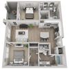 FOREST Floor Plan Forest 2-bed, 2-bath floor plan layout at Pointe Lake at Crabtree