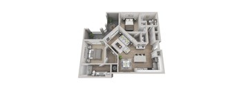 Juniper 2-bed, 2-bath floor plan layout at our apartments in Morrisville