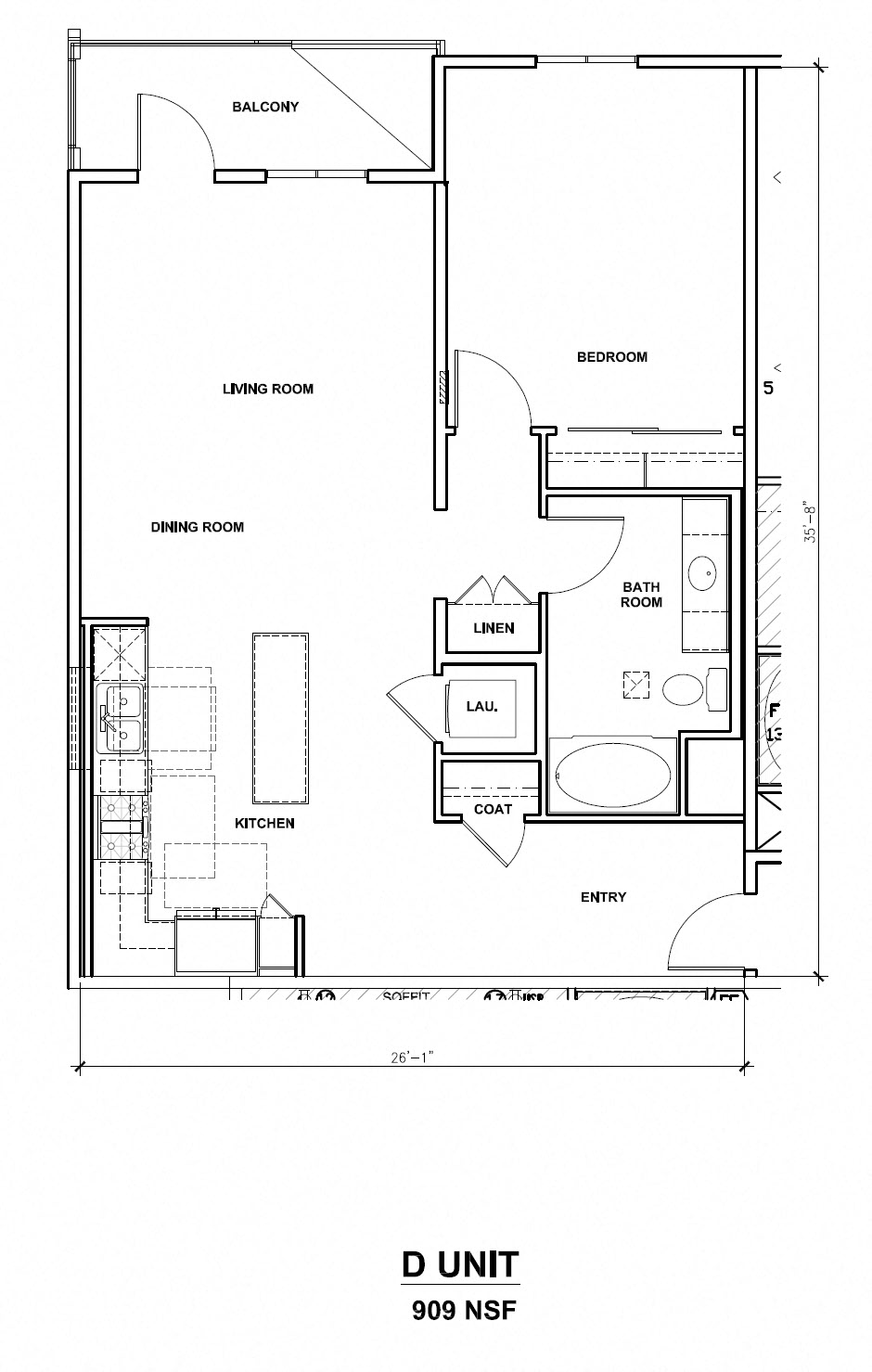 Mira, D-Loft Unit, 1x1, 909 sf