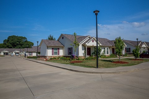a row of houses on a street in a suburban neighborhood