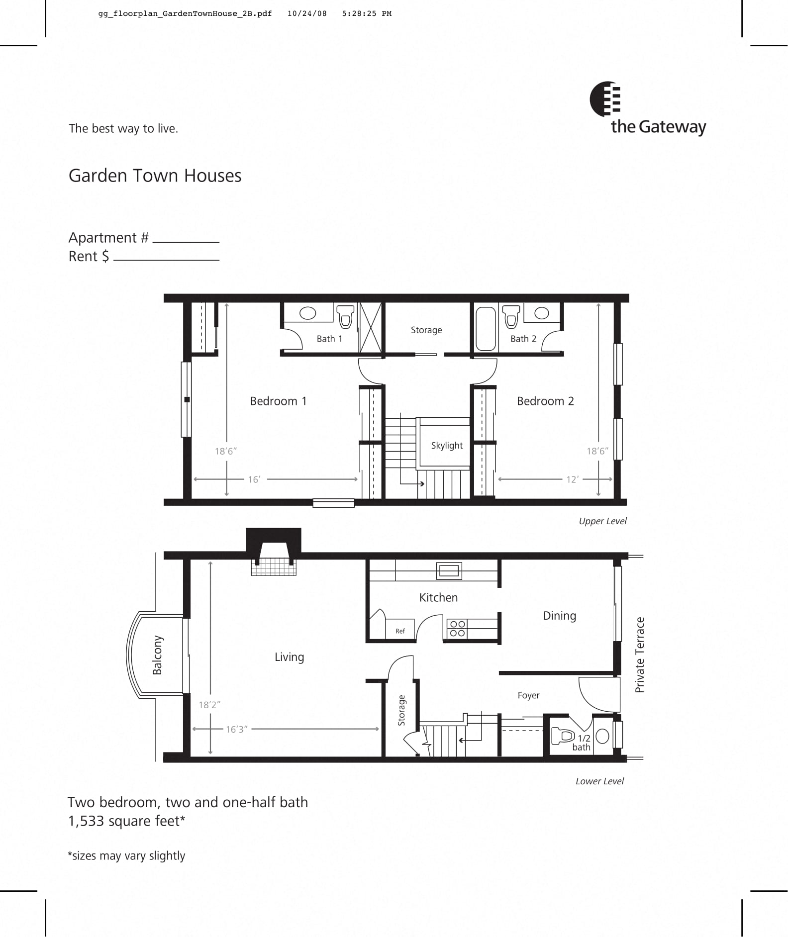 Town house floor plan 1533 sf
