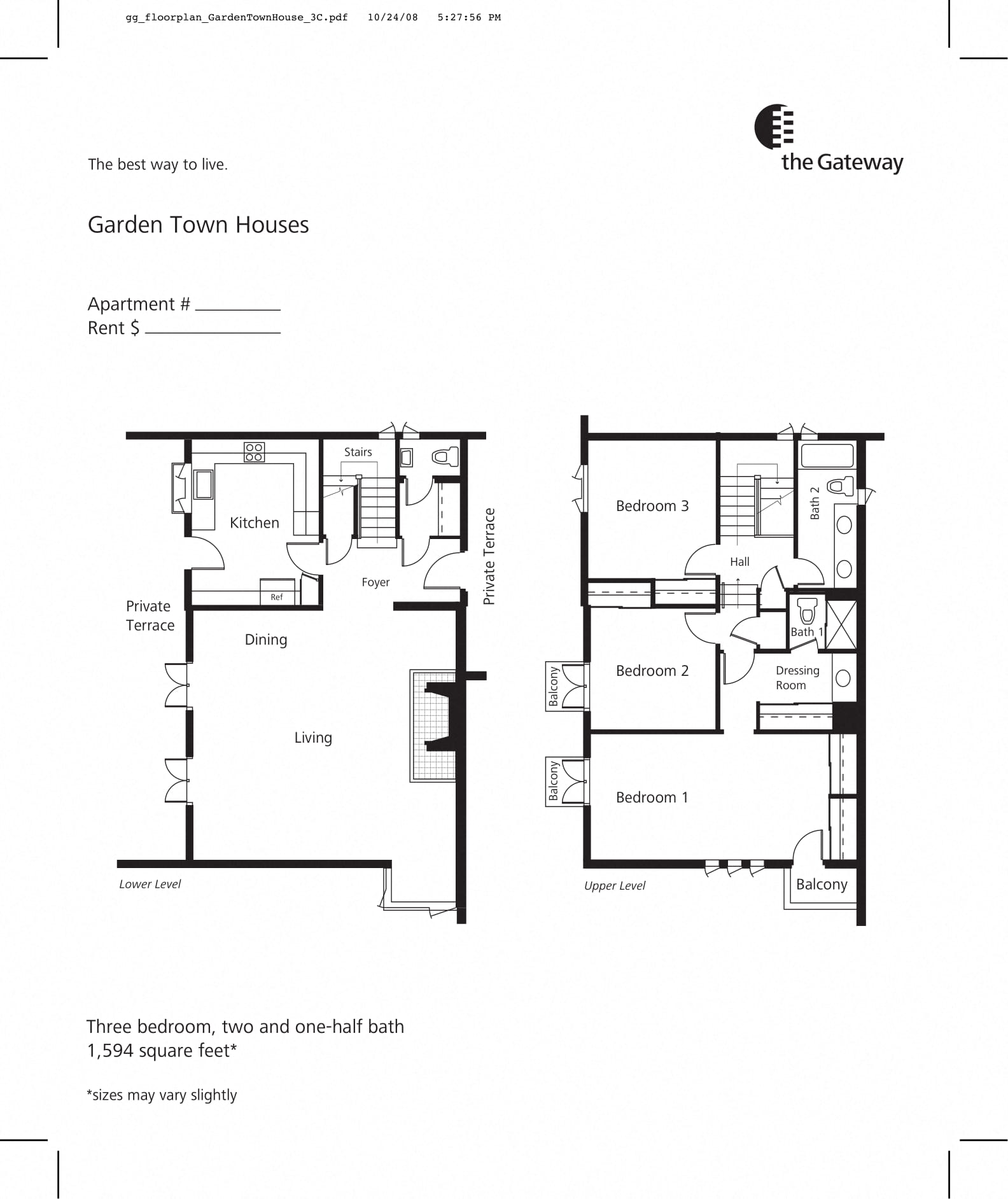 Town house floor plan 1589 sf