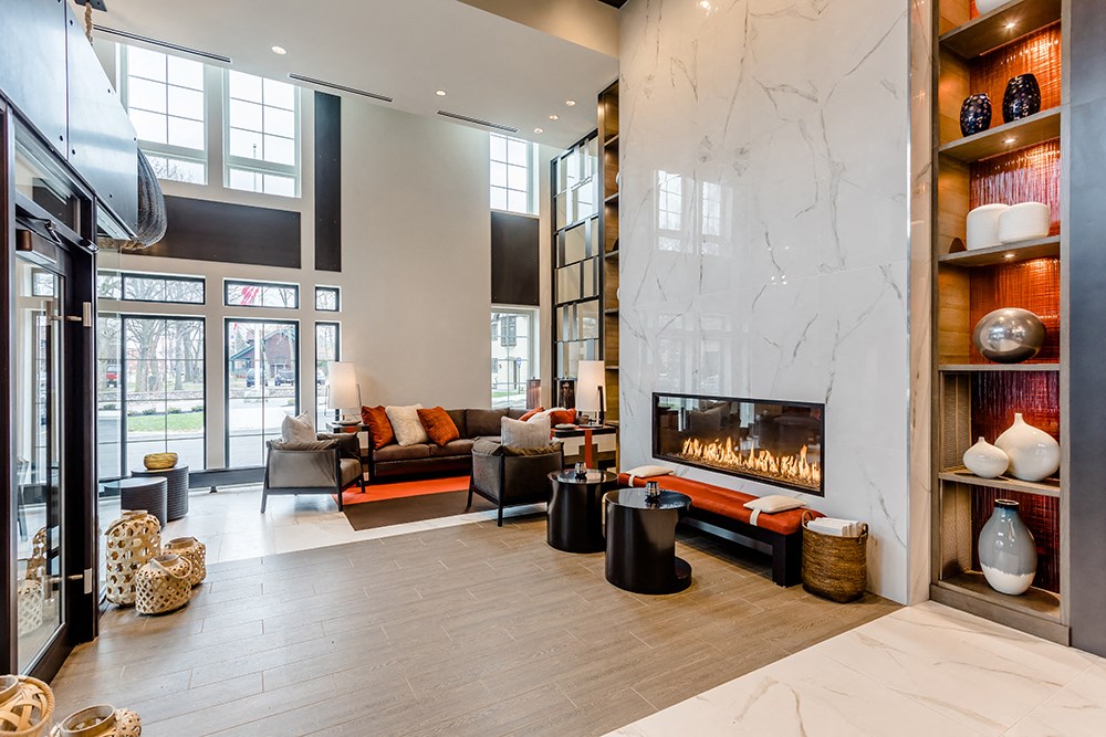 the preserve at ballantyne commons living room with fireplace