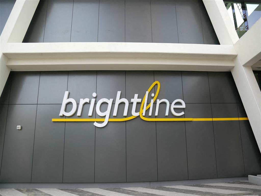 The Brightline train stops right across the street