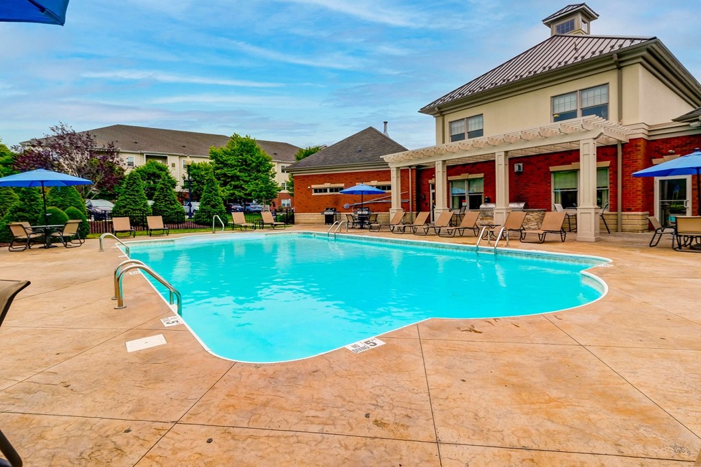 our resort style swimming pool is in front of our building