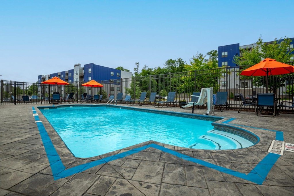 the swimming pool at the apartments for rent