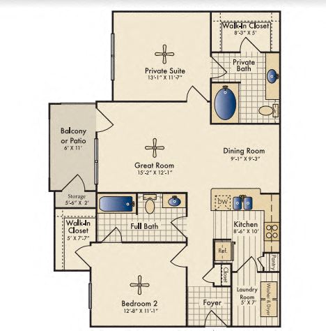 Heath Floor Plan | 1,088 Sq. Ft. at Madison on the Meadow, Stafford, TX