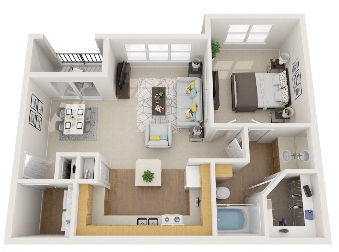 1 bedroom floor plan | Summerwind Apartment Homes Pearland TX
