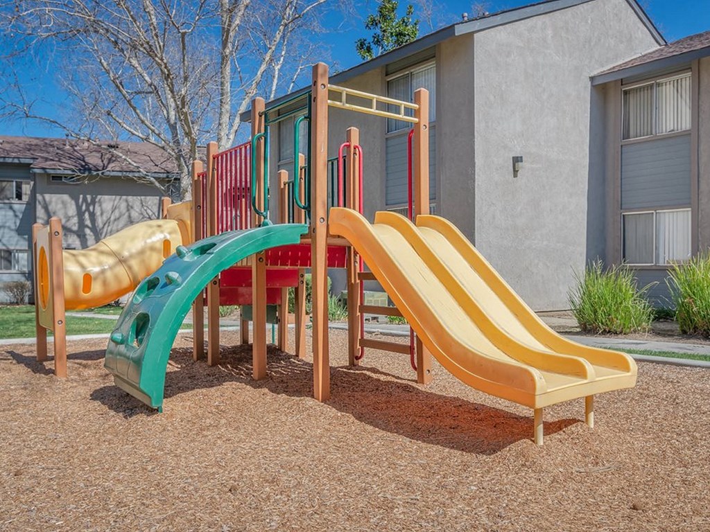 the playground with a slide