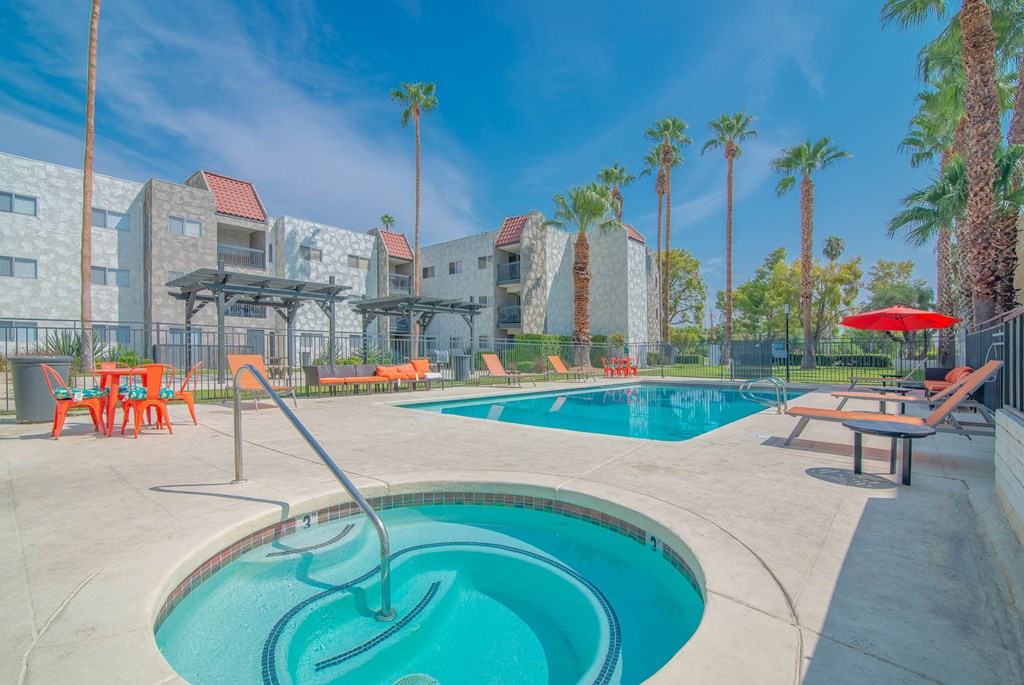 our apartments have a resort style pool and hot tub
