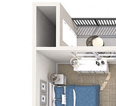 Evergreen Lenox Park - A2 - 1 bedroom and 1 bath - 3D Floor Plan Evergreen Lenox Park - A2 - 1 bedroom and 1 bath - 3D Floor Plan