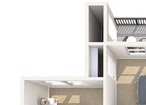 Evergreen Lenox Park - B1 - 2 bedroom and 2 bath - 3D Floor Plan Evergreen Lenox Park - B1 - 2 bedroom and 2 bath - 3D Floor Plan