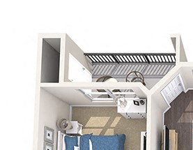 Evergreen Lenox Park - B2 - 2 bedroom and 2 bath - 3D Floor Plan Evergreen Lenox Park - B2 - 2 bedroom and 2 bath - 3D Floor Plan