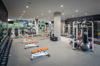 Indoor & Outdoor Fitness Center with Cardio, Strength Training, Free Weights, Stretching, Yoga & Outdoor Fitness Area