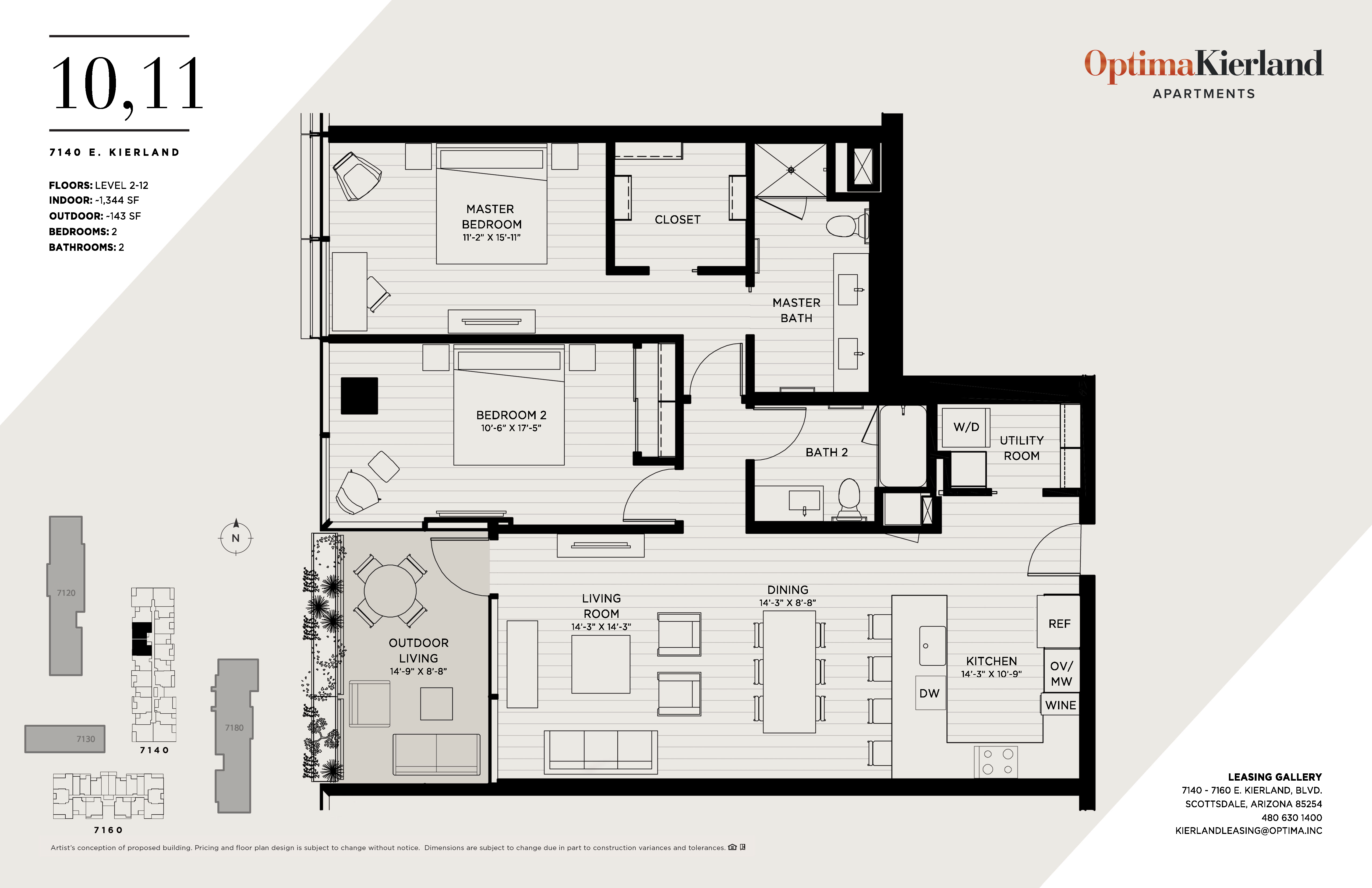 10,11 Floor Plan by Optima Kierland Apartments