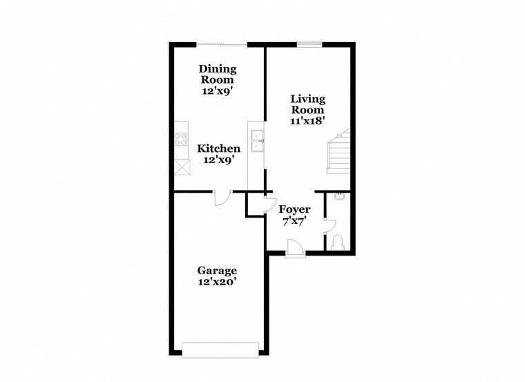 a floor plan of a house with a bedroom and a living room