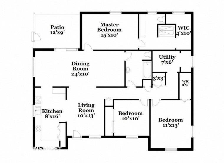 a floor plan of a house with bedrooms and a living room