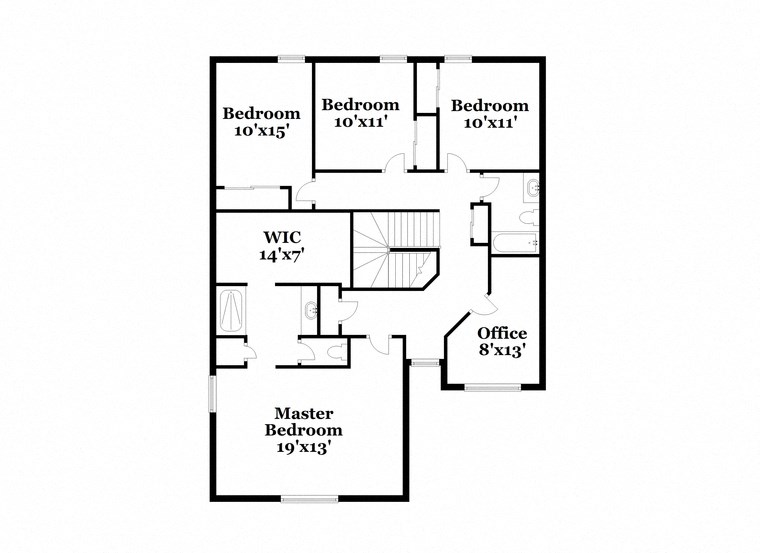 a floor plan of a house with a combination of bedrooms and baths