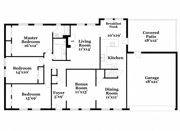 a floor plan of a house with a combination of bedrooms and a living room