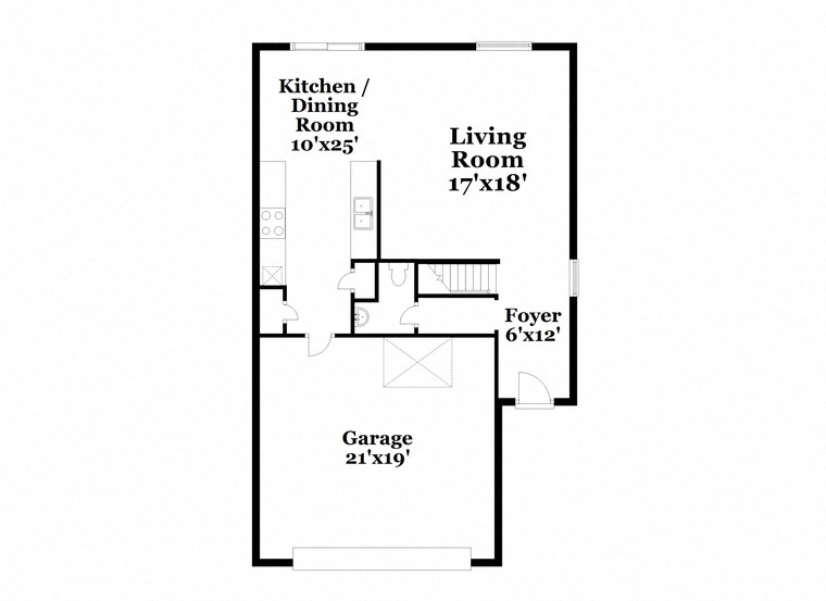 a floor plan of a house with a bedroom and a living room