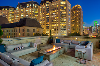 Luxury rooftop lounge with firepit Luxury Rooftop Aqua Lounge in the heart of Dallas with firepit and outdoor seating
