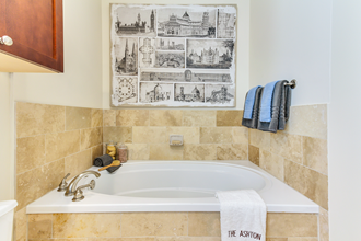 Spa-inspired soaking tub Spa inspired soaking tubs in apartments for rent in uptown dallas