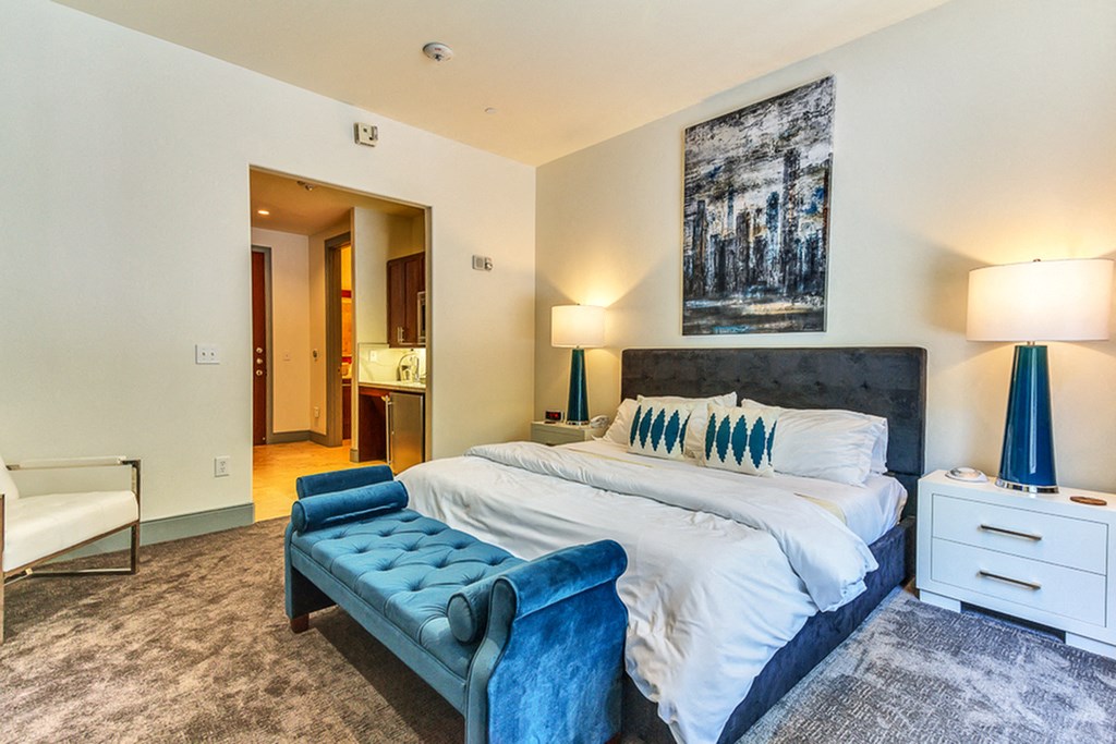 Spacious bedroom with luxury finishes