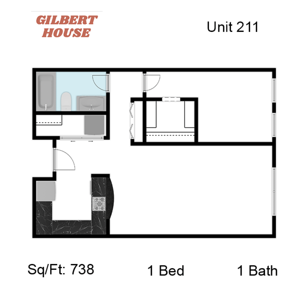 1 Bed 1 Bath A