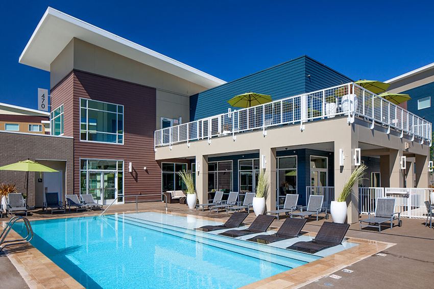 Swimming Pool With Relaxing Sundecks at Riverwalk, Eugene, OR - Photo Gallery 1