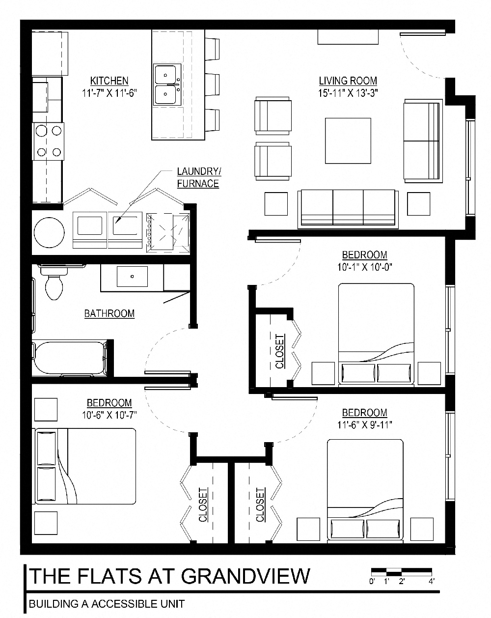 Three Bedroom One Bath