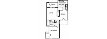 1 bed 1 bath floor planat Overton Park Apartments, Dallas, TX