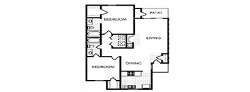 2 bed 2 bath floor plan A at Overton Park Apartments, Dallas