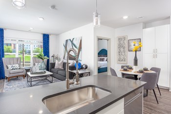 kitchen and living room