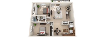 B Floor Plan at Foxboro Apartments, Wheeling, IL