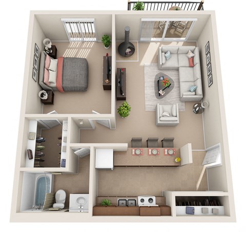 C Floor Plan at Foxboro Apartments, Wheeling, 60090